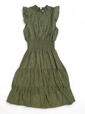 Women’s Koko + Mason Ruffle Tier Sleeveless Polka Dot Maxi Dress Shirred Waist M
